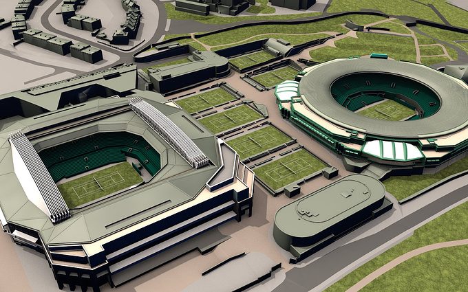 Vertex Modelling - http://www.vertexmodelling.co.uk
New LOD4 3D Model of All England Lawn Tennis Club in Wimbledon. This model is an upgrade of standard Vertex Modelling LOD3 Wide Area 3D London model. Modeled and rendered in Cinema 4D.