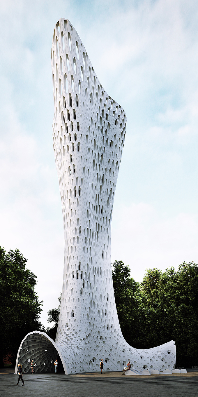 My last work - parametric tower 3ds and PS