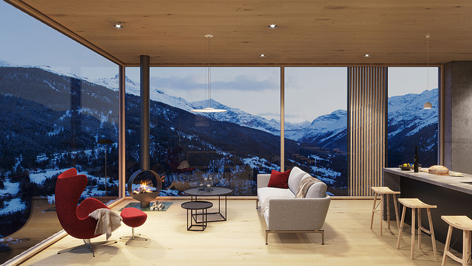 Interior visualisation for a client in Switzerland, Valais. 