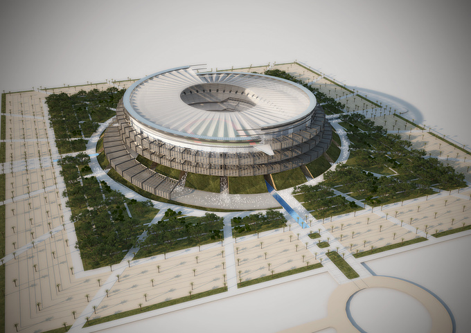 HKS - http://hksinc.com/
Stadium concept in Iraq. There is an animation as well.