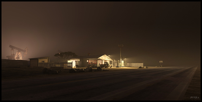 GAS STATION IN MIST
Rendered in Thea Render