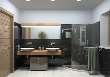 Black mosaic bathroom