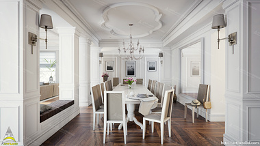 Dining room design and 3D realistic visualization