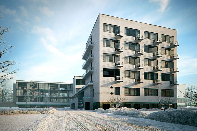 BBB3viz - http://BBB3viz.com
 BBB3viz
 
 Personal project
 3ds Max, Vray

 

Hey all,

Here is something I completed over the winter break. This is my rendition of Walter Gropius' Bauhaus in Dessau. Other images in the series owe a great debt of inspiration to photographer , who shot a superb set of Bauhaus images, which were featured in ArchDaily not too long ago. 

As always, modeling in 3ds Max and rendering in Vray. 

You can find the whole series of Bauhaus images .

The Wassily armchair can be purchased .

Hope you like those.