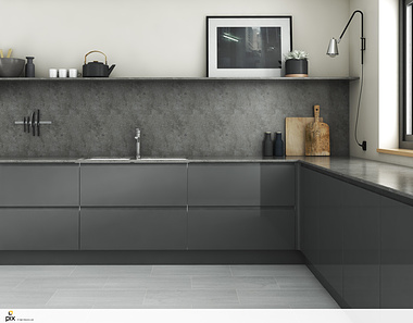 Modern sleep kitchen grey marble