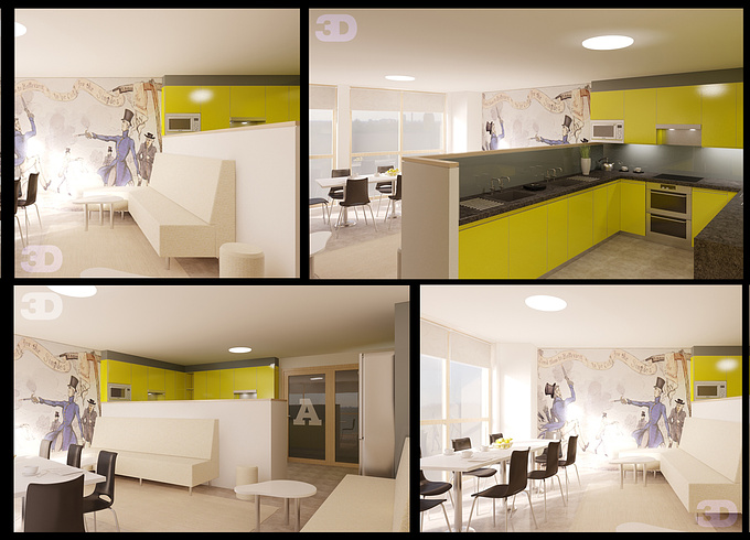 3D Visualisation Ltd - http://www.3DVisualisationltd.co.uk
Work in progress for a new student lounge / kitchen space.