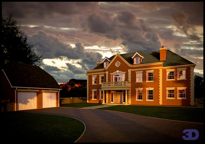 3D Visualisation Ltd - http://www.3dvisualisationltd.co.uk
A project of 2 large new residential properties. This was a test dusky shot.