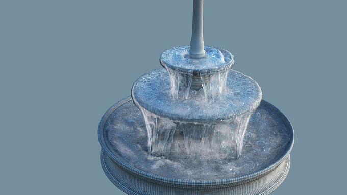 Testing realflow 2012. A simple fountain done in Hybrido Solver. Rendered in 3dsMax with HDRI