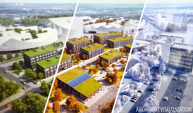 archirost - http://www.archirost.com/
Description: Commercial project Skolkovo Institute of Science and Technology. We made one shot, and when we send it our client we decided make autumns and winters mood in photoshop. i hope you like it.
Software : 3dmax 2014, vray,ps 5