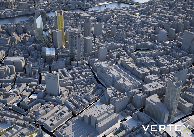Vertex Modelling - http://www.vertexmodelling.co.uk
This is a high-res render of the Vertex Modelling 3D model of London to show off the level of detail of this model. The render pans over the City tower cluster from the Broadgate tower and old Spitalfields market looking south towards the river Thames and The Shard.

Most of the model is our LOD3 model with some landmarks upgraded to LOD4.