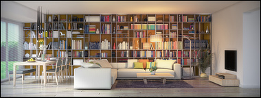 Living room with books