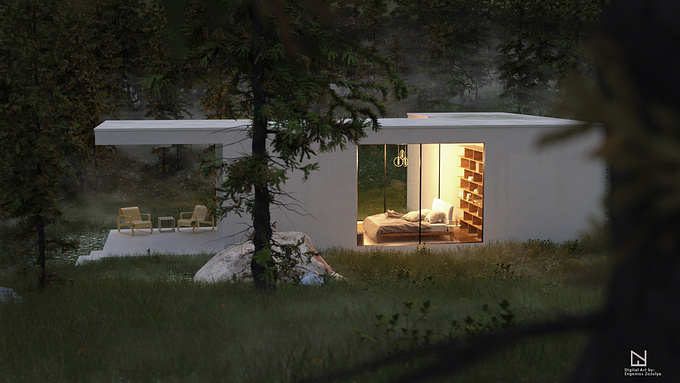 A little forest retreat in the woods. This was my first ever night render and i think it came out quite ok. 
