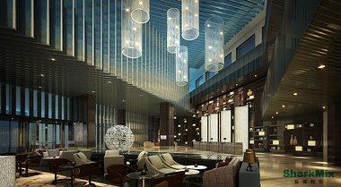 Hotel lobby interior rendering