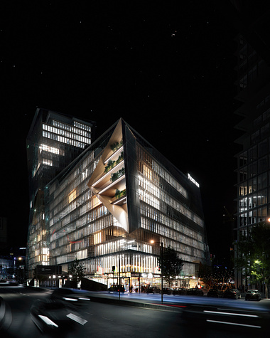 Exterior visualization of the new Ministry of Finance building in Düsseldorf