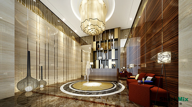 Residential lobby interior rendering