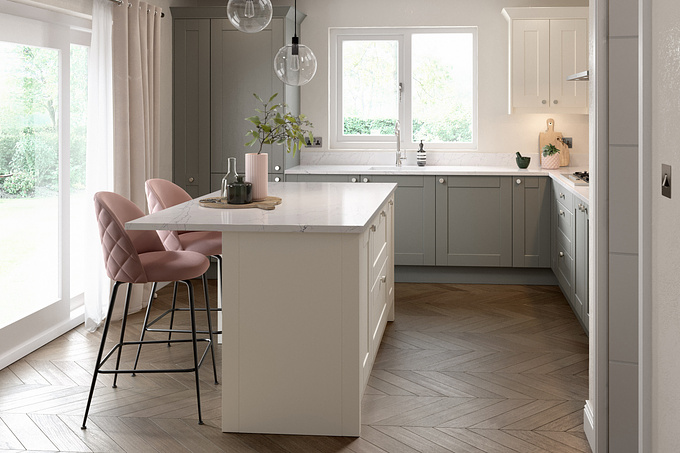 Another of our kitchen interiors, this time following an elegant refined pink and white trend. The client provided the layouts and cabinetry selections here so we just had to add a few carefully selected props and create the 3D. All images produced in-house using 3D Studio Max and rendered with Corona Renderer. Image composition and colour grades were completed in Fusion Studio 16 and additional tweaks and adjustments completed in Photoshop.

More kitchens from this set can be found here https://www.pikcells.com/portfolio/second-nature-kitchens