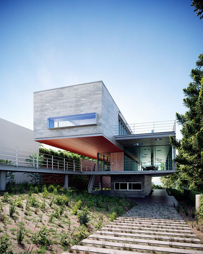 This CGI project is a reproduction of the pictures that photographer Roland Halbe took of the Casa Ponce. 
Casa Ponce is a residential project designed by chilean architect Mathias Klotz. The house is situated in San Isidro, República Argentina. 
SOFTWARE USED: Autodesk 3ds Max 2022 + Corona Renderer 6 + Adobe Photoshop 