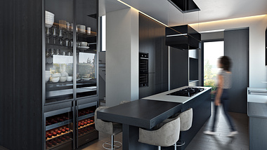 3D Architecture Interior Design for Kitchen Projec