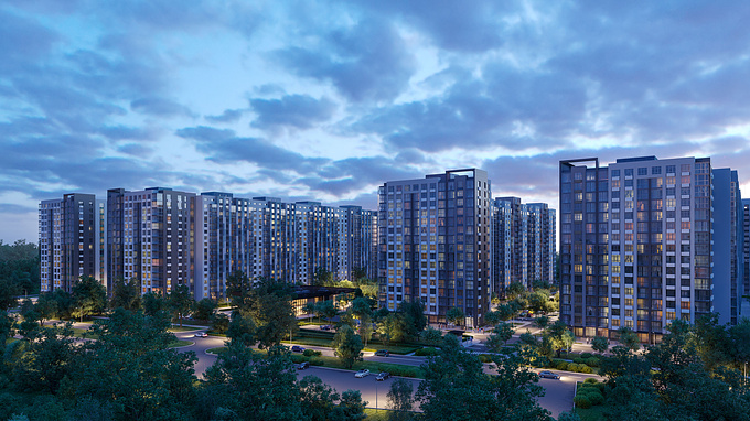 https://www.behance.net/oxvisuald80b
Night Architecture Visualization by OX Visual Studio

 ISK Obriy
 ISK Obriy
 2018
 OX Visual Studio
 Residential complex
 17 towers each of 16 floors
 113 000 sq.m.
 Ukraine, Kiev, 43 st. Tiraspol





Flower Town Residential Complex is located in the city of Kyiv, Ukraine. The total building area is 113 sq.m. There are 16 multi-story buildings, 10 playgrounds, 4 sports grounds for football and tennis, 5 playgrounds with workout equipment, parking for 1000 cars, a shopping center and an own kindergarten. At the moment, the developer is completing the construction of the last section of the residential complex.
