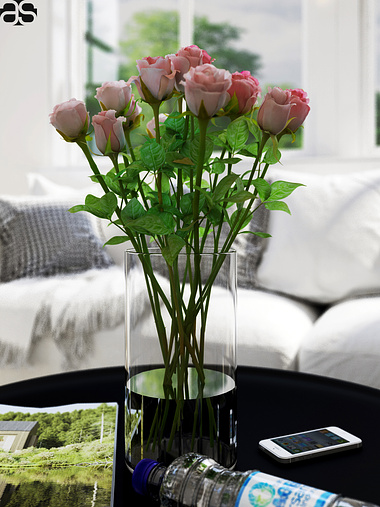 Pink Roses (White Living Room )