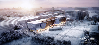 Library Rendering with Winter Snow Blackground