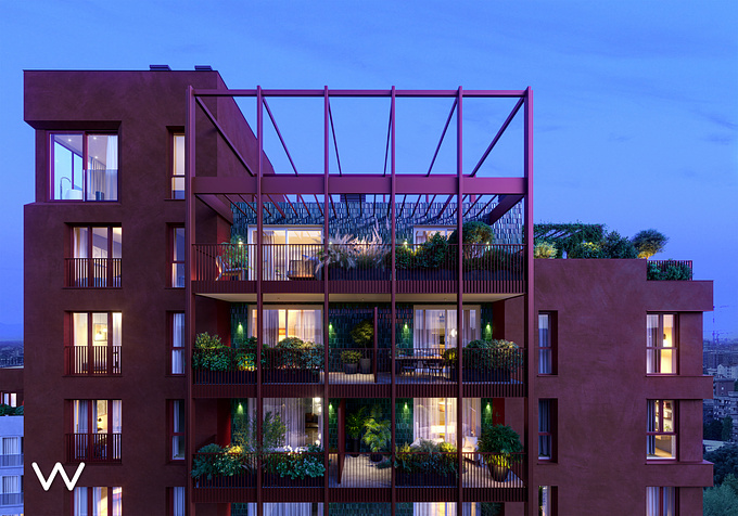Exterior Visualization of the residential building Lac, in Milan.