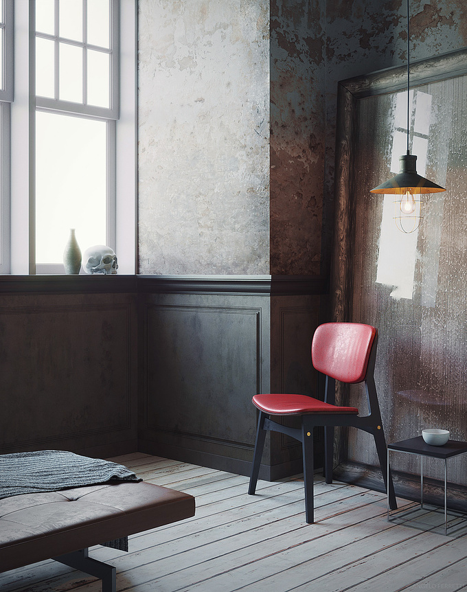 A very simple interior inspired by a picture found on the internet. Cinema 4D + Corona Renderer + Photoshop.