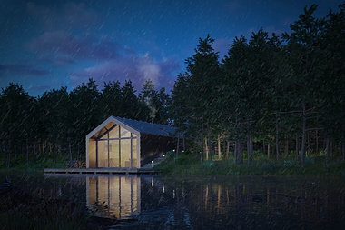 House on the lake - rainy version
