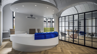 Interior visualization of the reception area