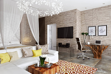 3D Interior Renderings of a Hotel Room Design