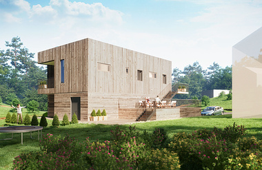 Architectural visualization of wooden house in Norway