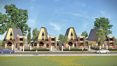 Village at the park front