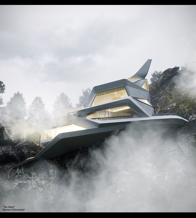 The Yatch - A concept Architecture rendering of cliff edge resident building.
Concept and modeling in 3DS Max
Rendered using Corona 5