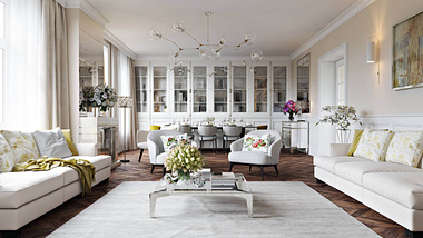 Interior Rendering for a Living Room Design