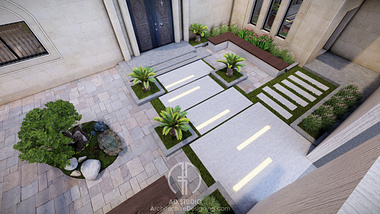 **Aerial view of a courtyard Landscape**