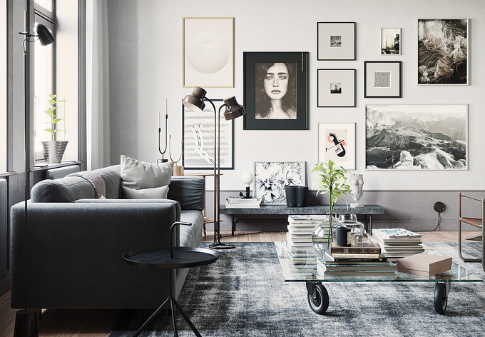 Inspired by a real apartment in Stockholm, Sweden. Modeled with Laura Savelli, rendering with Corona Renderer for Cinema 4D.