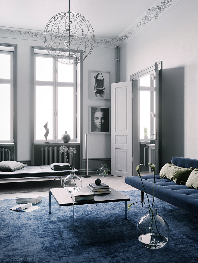 A simple Scandinavian interior inspired by a picture found on the internet. Cinema 4D + Corona Renderer + Photoshop.