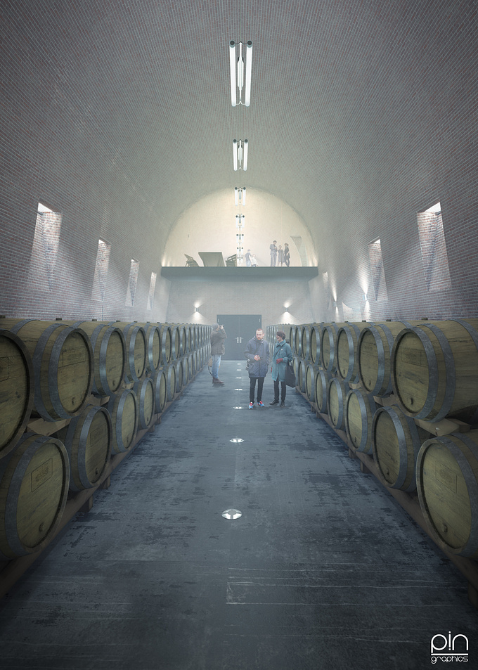  - http://https://www.facebook.com/PINgraphics
This is the storage area for a complex winery diploma project which started as an Archicad sketch and afterwards modeled in 3ds Max, rendered in V-Ray and post-worked in Photoshop.