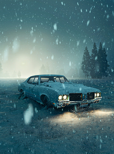 SNOWY BURIED CAR