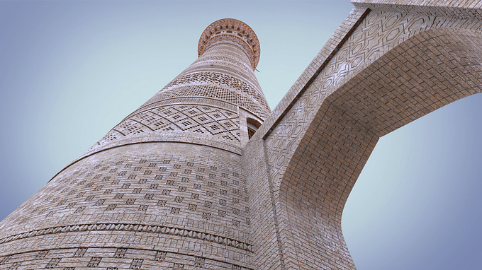 Kalon Minaret in Bukhara, made of separated bricks in 3ds max
