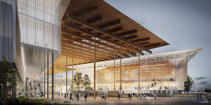 Competition images for an exhibition Center + Arena in Orleans, France. 2016
Architect: Kengo Kuma and Associates