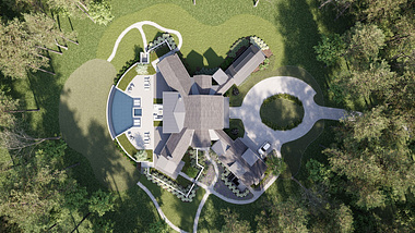 3D Aerial Rendering for a Luxurious House in Georgia, US