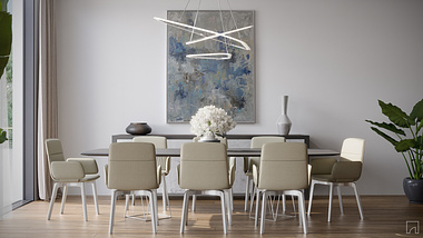 Neutral Blue Dining Room