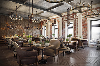 Stunning Restaurant Interior Design 3D Rendering