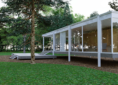 Reproduction 3D of the Farnsworth house created by Ludwig Mies van der Rohe and Noham Cara