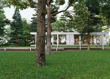 Reproduction 3D of the Farnsworth house created by Ludwig Mies van der Rohe and Noham Cara