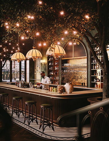 3D Rendered Sophisticated Bar Ambiance