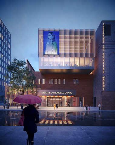 Architectural 3D visualization of Theatre du Nouveau Monde renovation proposal