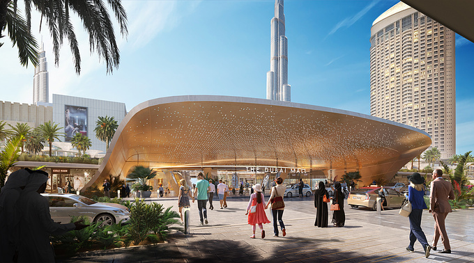Renderings featuring a renovation project for the Dubai Mall (in Dubai).
