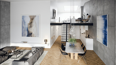 Interior visualization of modern apartment